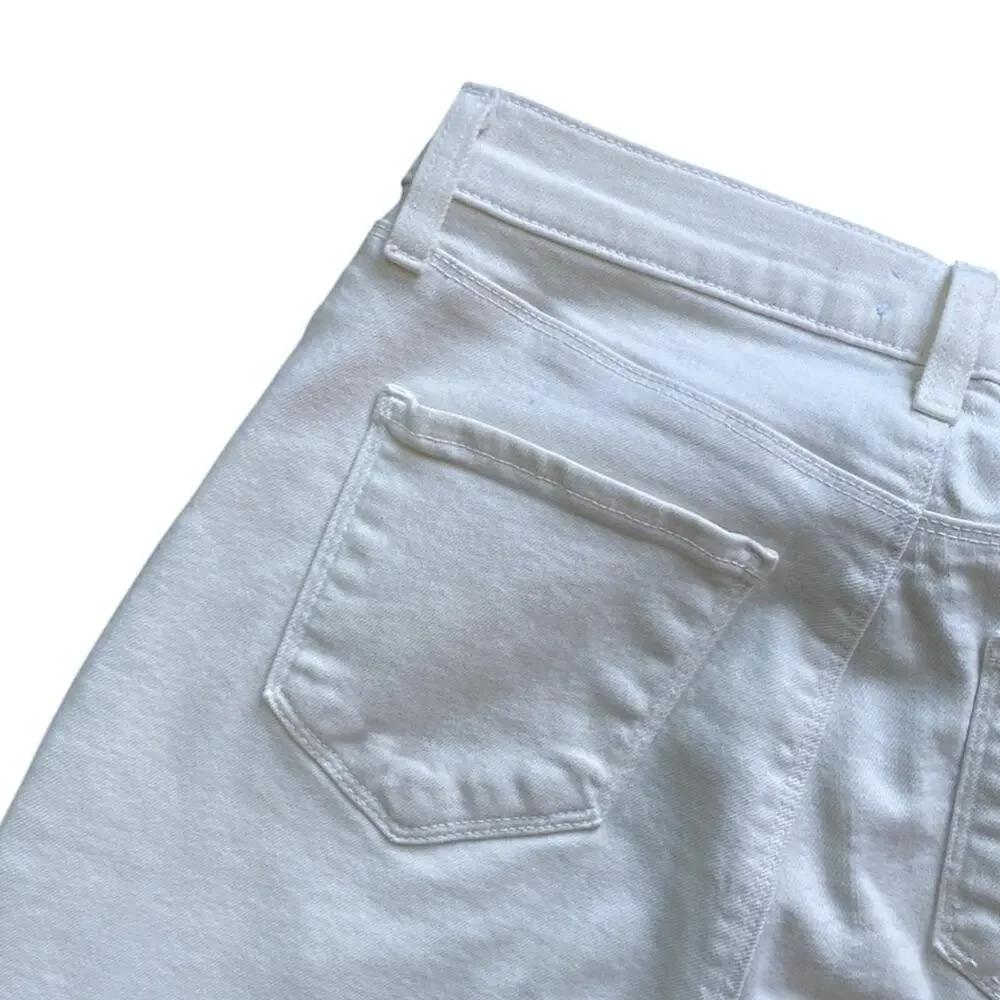 L’AGENCE Sada Cropped Jean Womens Sz 27 Cream Frayed Hem Slim High Rise